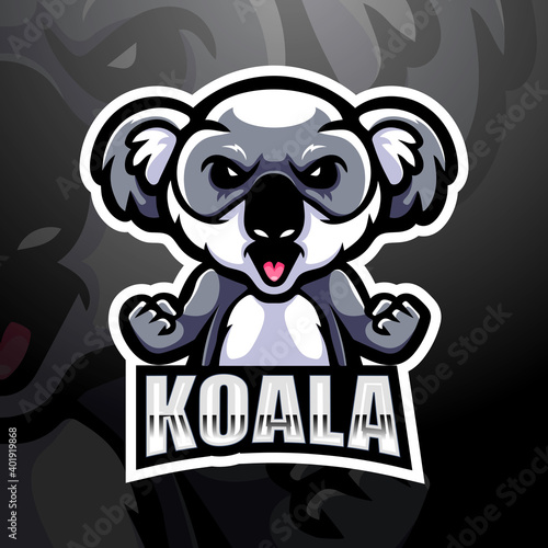 Koala mascot esport logo design