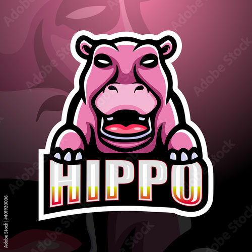 Hippo mascot esport logo design
