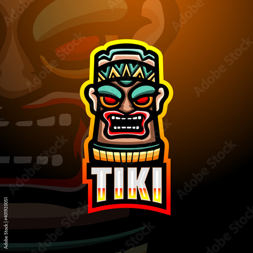 Tiki mask mascot esport logo design