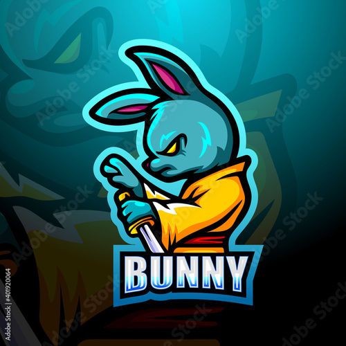 Ninja bunny mascot esport logo design