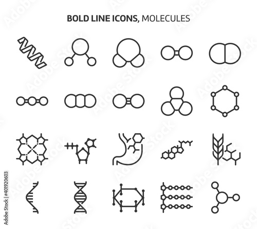 Molecules, bold line icons