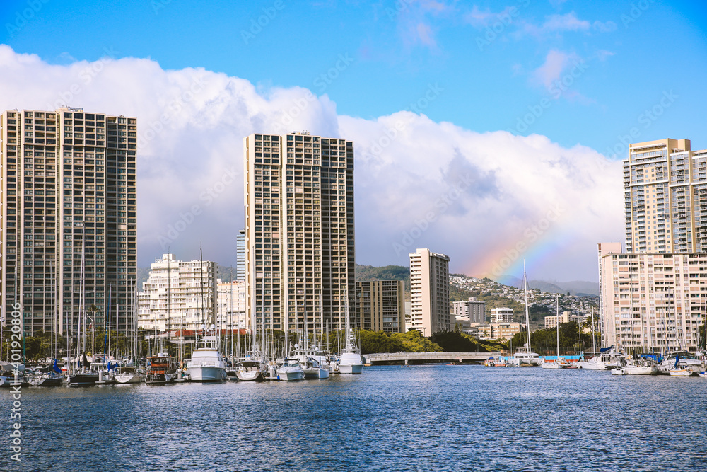 Fototapeta premium Canoeing at Honolulu, Oahu , Hawaii