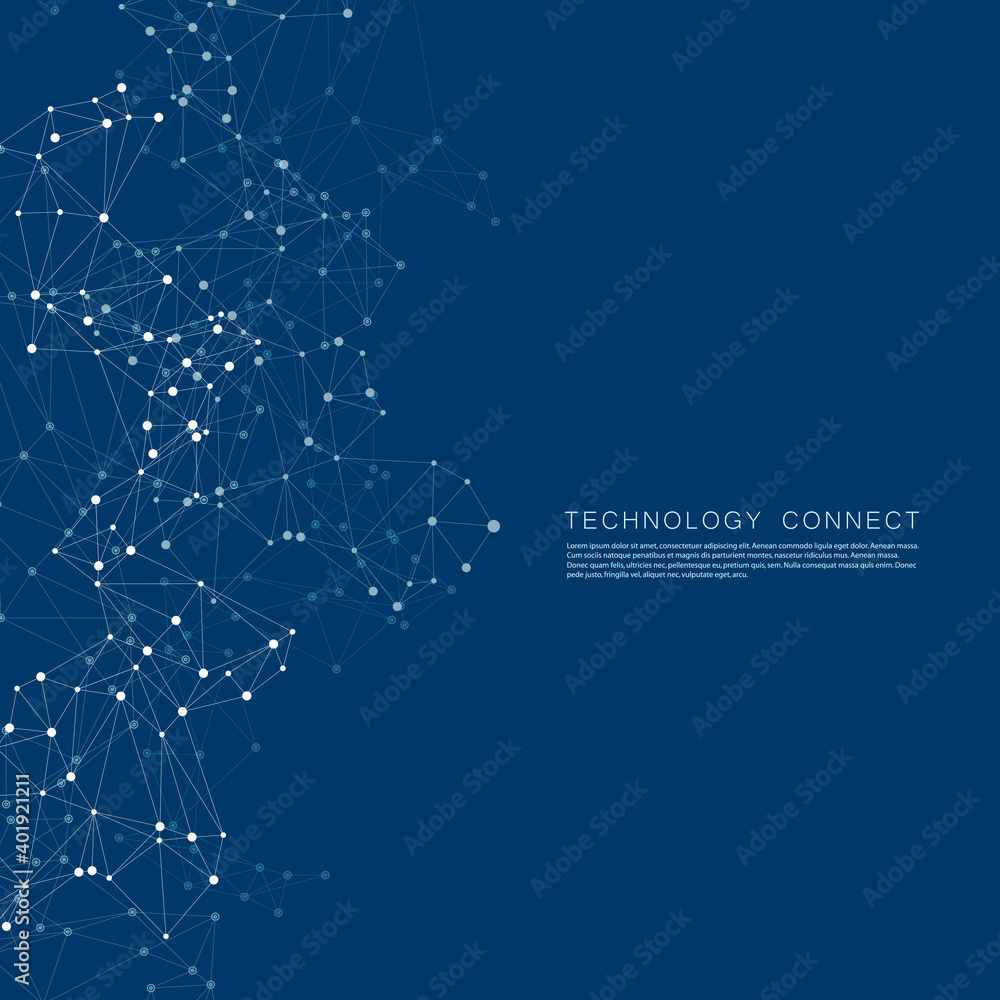 Fototapeta premium Modern abstract pattern with connection dna. Abstract molecule structure. Vector dna structure. Connection concept. Future medical technology. Chemistry, biology, medicine
