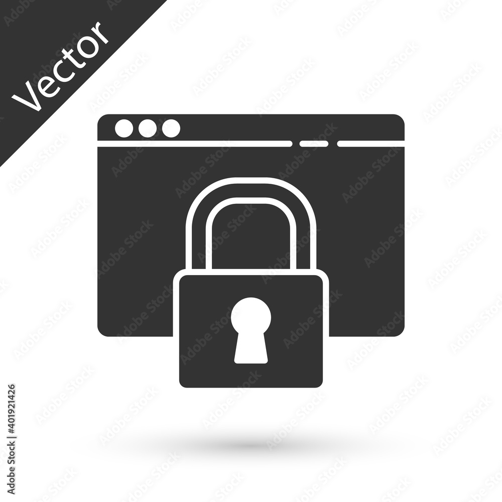 Grey Secure your site with HTTPS, SSL icon isolated on white background. Internet communication protocol. Vector Illustration. Grey Secure your site with HTTPS, SSL icon isolated on white background. Internet communication protocol. Vector Illustration.