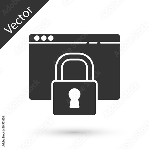 Grey Secure your site with HTTPS, SSL icon isolated on white background. Internet communication protocol. Vector Illustration.