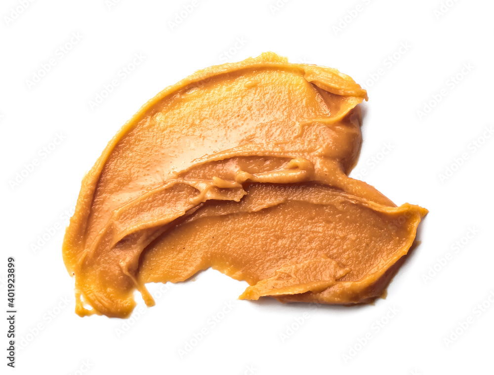 Tasty peanut butter isolated on white background Tasty peanut butter isolated on white background