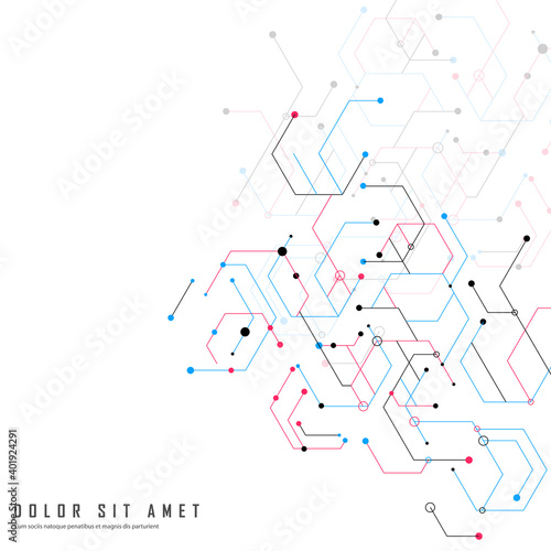 Template for medical design. Abstract science connect hexagons