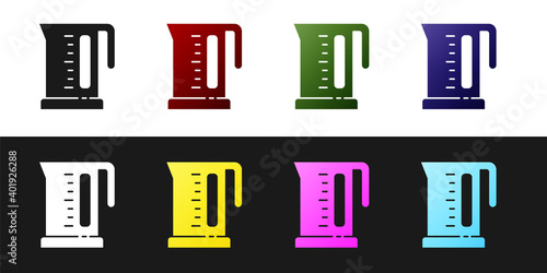 Set Electric kettle icon isolated on black and white background. Teapot icon. Vector.
