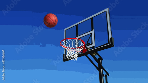 illustration of the ball sliding into the basketball hoop