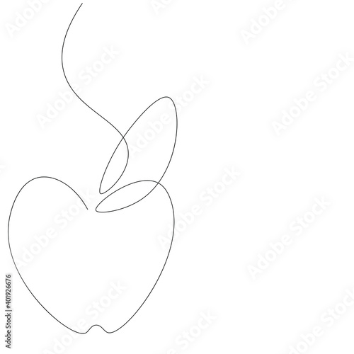 Apple icons on white background one line drawing, vector illustration