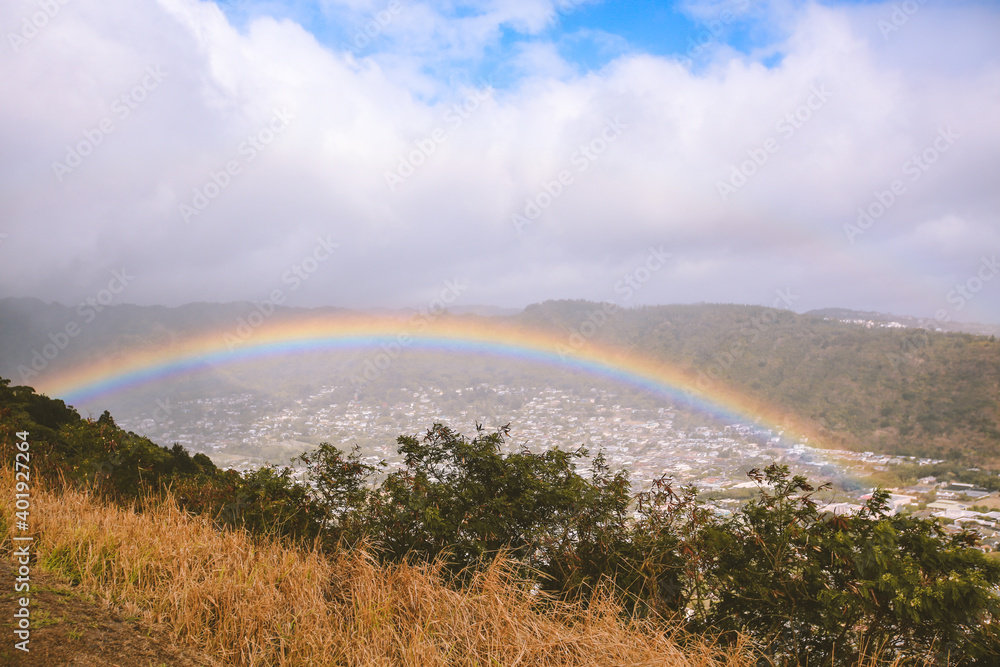 Rainbow over Manoa valley, Tantalus lookout, Honolulu, Oahu, Hawaii
Rainbow over Manoa valley, Tantalus lookout, Honolulu, Oahu, Hawaii