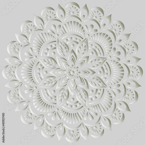 Mandala pattern white 3D gradient good mood