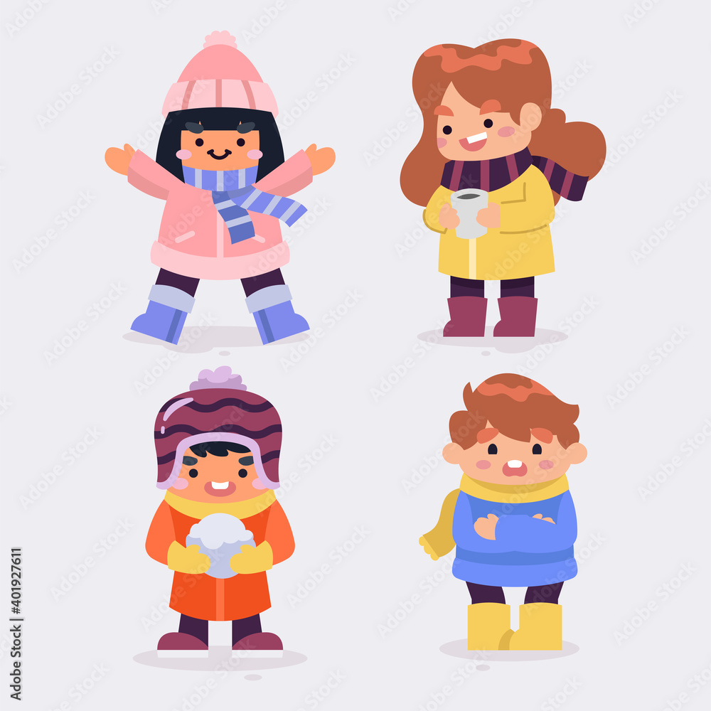 Winter cute children collection