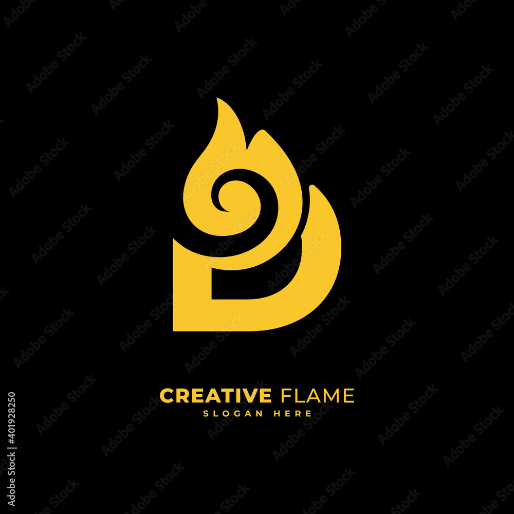 Initial letter D with flame logo vector concept element, letter D logo with fire burn for company and business Initial letter D with flame logo vector concept element, letter D logo with fire burn for company and business