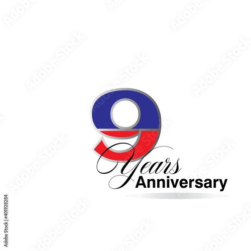Free Download 9 Year Anniversary celebration Vector Template Design Illustration - GFXLoad