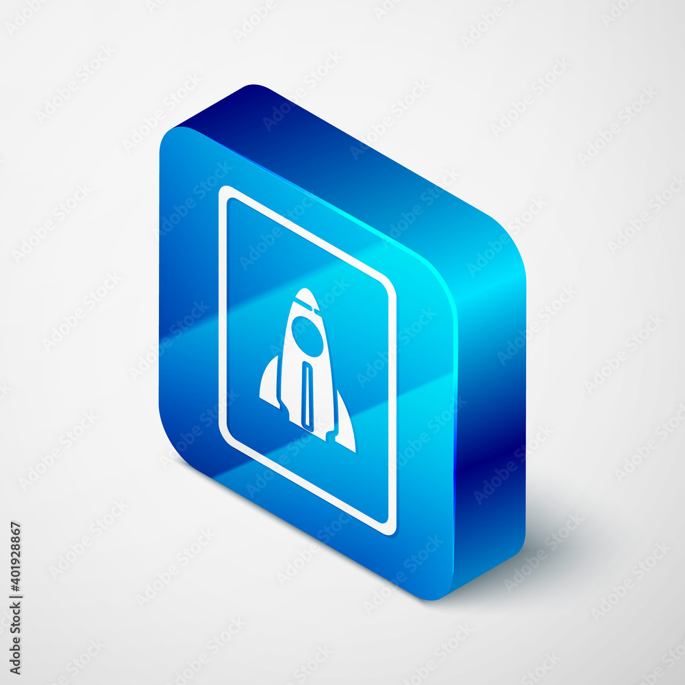Isometric Business startup project concept icon isolated on grey background. Symbol of new business, entrepreneurship, innovation and technology. Blue square button. Vector. Isometric Business startup project concept icon isolated on grey background. Symbol of new business, entrepreneurship, innovation and technology. Blue square button. Vector.