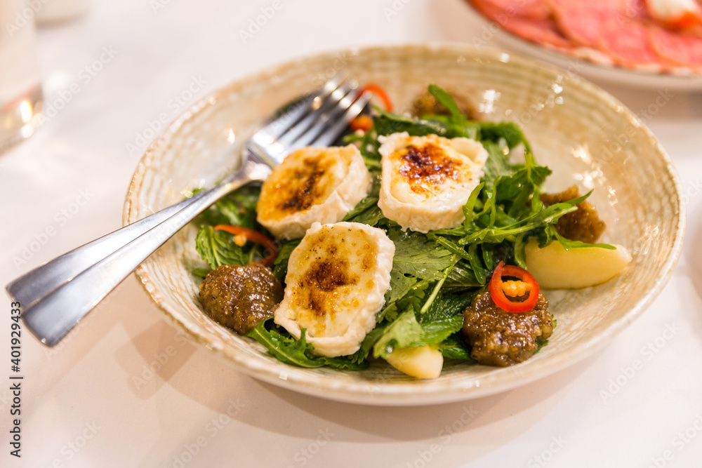 Cold appetizers on the festive table.
Cold appetizers on the festive table.