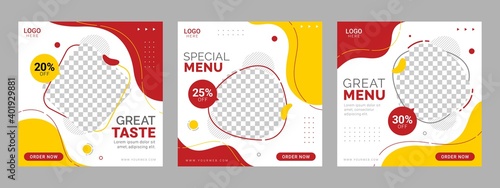 Social media food template, Restaurant social media square banner template for business promotion