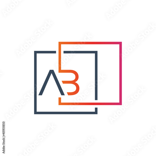 Creative initial letter AB square logo design concept vector