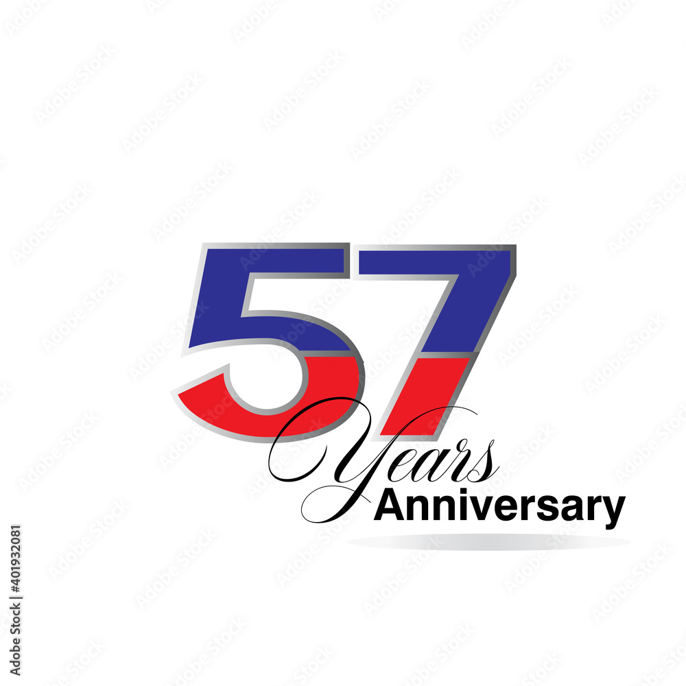 57 Year Anniversary celebration Vector Template Design Illustration 57 Year Anniversary celebration Vector Template Design Illustration