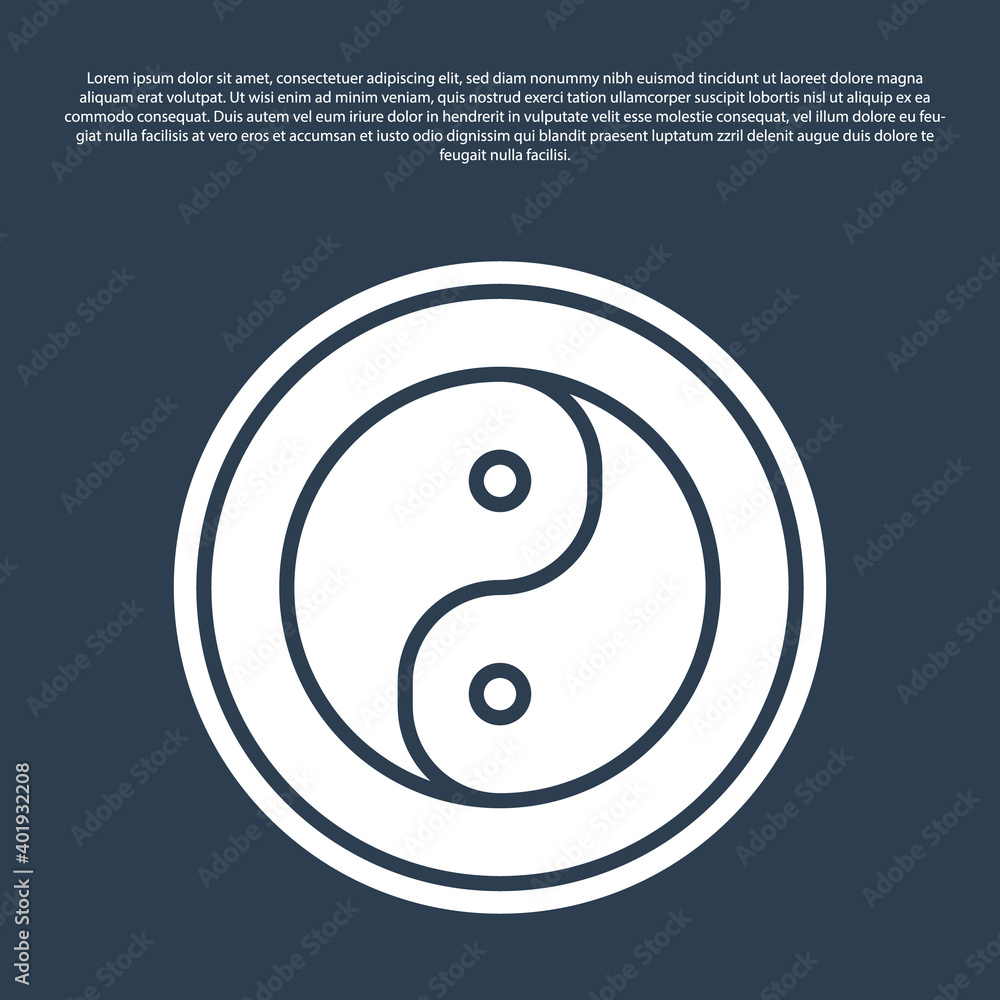 Blue line Yin Yang symbol of harmony and balance icon isolated on blue background. Vector. Blue line Yin Yang symbol of harmony and balance icon isolated on blue background. Vector.