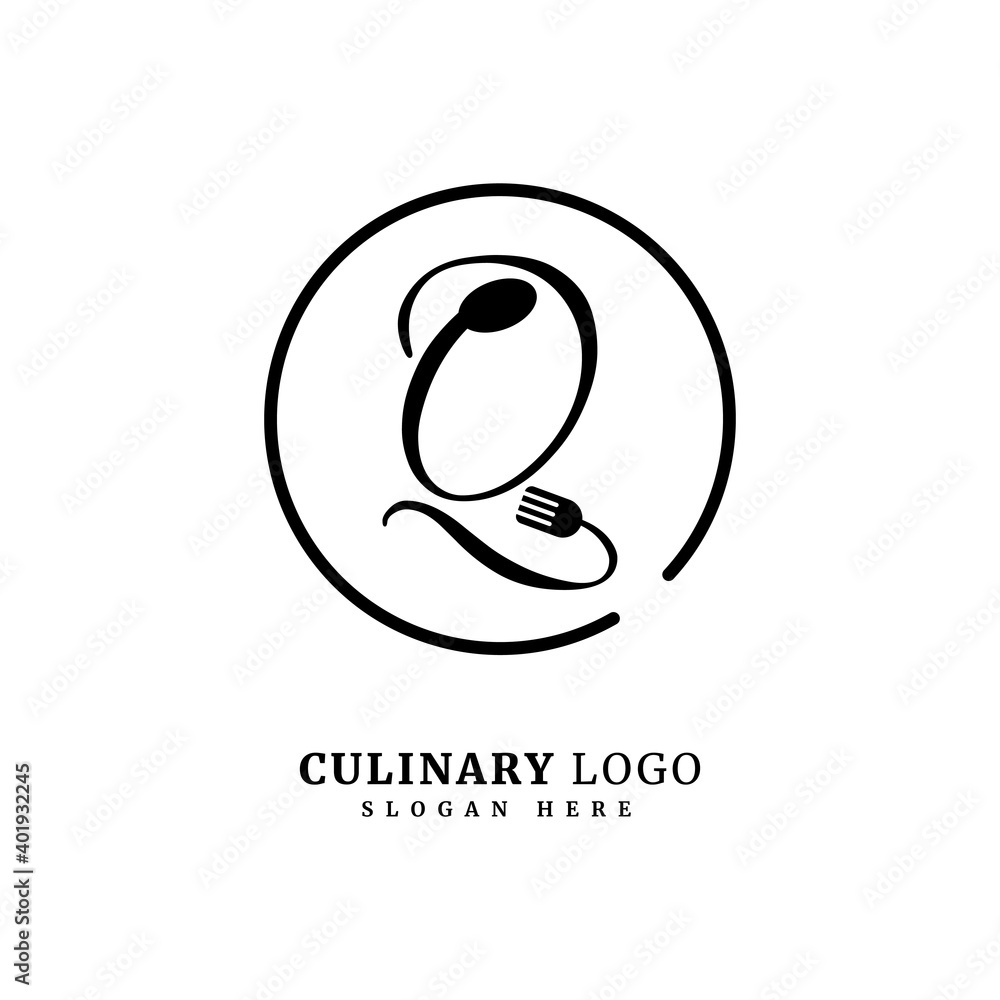 Initial letter Q with spoon and fork for restaurant concept. letter Q logo, fit for company and culinary business. Initial letter Q with spoon and fork for restaurant concept. letter Q logo, fit for company and culinary business.