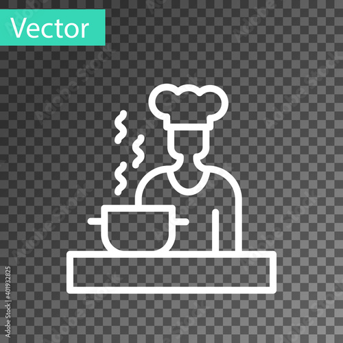 White line Spanish cook icon isolated on transparent background. Vector.