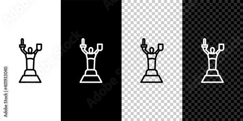 Set line Mother Motherland monument in Kiev, Ukraine icon isolated on black and white background. Vector.