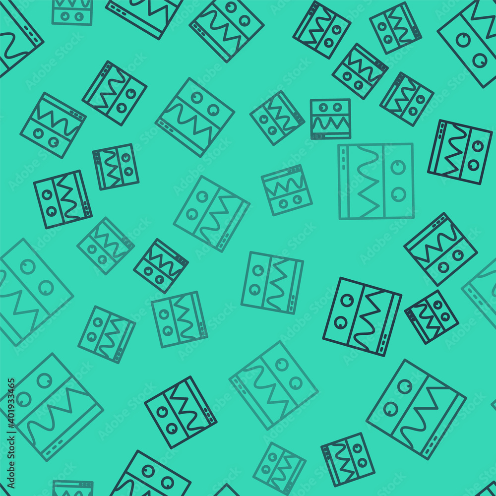 Black line Oscilloscope measurement signal wave icon isolated seamless pattern on green background. Vector. Black line Oscilloscope measurement signal wave icon isolated seamless pattern on green background. Vector.