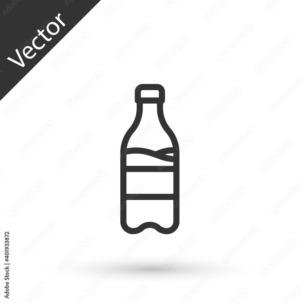 Grey line Sport bottle with water icon isolated on white background. Vector. Grey line Sport bottle with water icon isolated on white background. Vector.