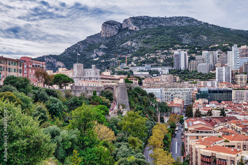 Naklejka premium view of the city of Monaco and Grimaldi palace