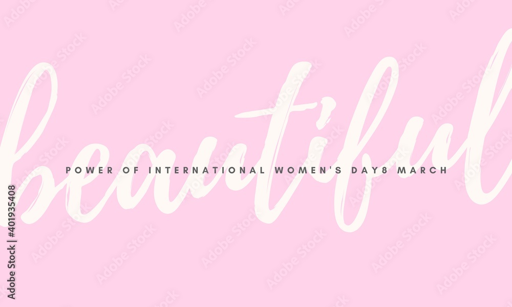 International Women's Day word on pink background