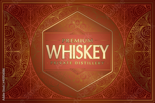 Whiskey - golden ornate vintage decorative label