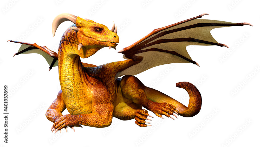 3D Rendering Fairy Tale Dragon on White 3D Rendering Fairy Tale Dragon on White