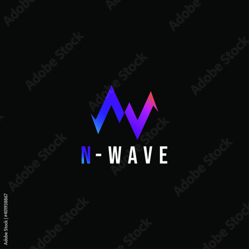 Letter N with Wave and Music Logo concept sound wave, Audio Technology, Abstract Shape, 