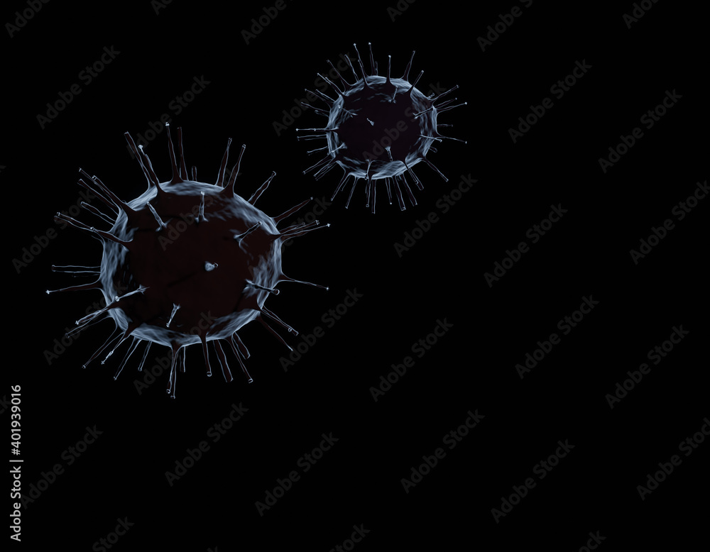 Fototapeta Covid, koronawirus, wirus, bakterie jako ilustracja 3D