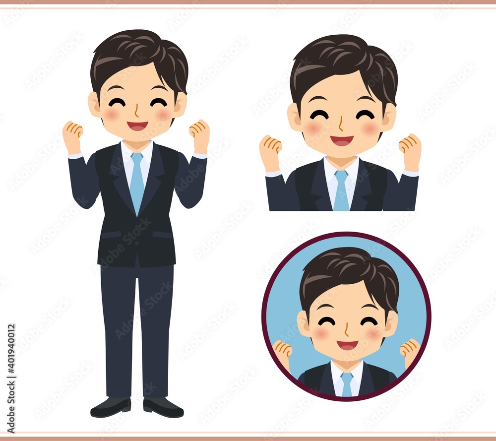 Male new employee with a light blue tie Male new employee with a light blue tie