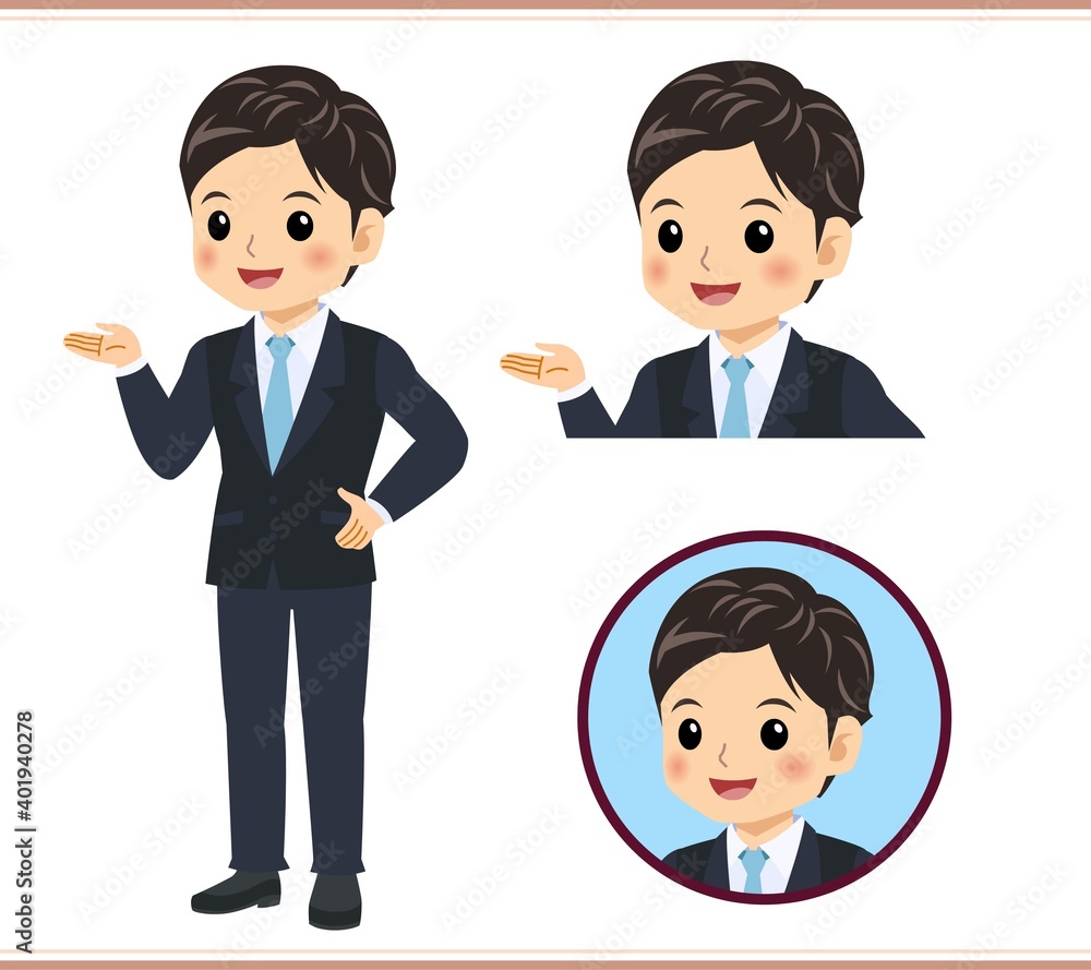 Male new employee with a light blue tie Male new employee with a light blue tie
