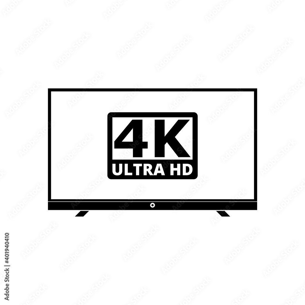 4K TV icon isolated on white background 4K TV icon isolated on white background