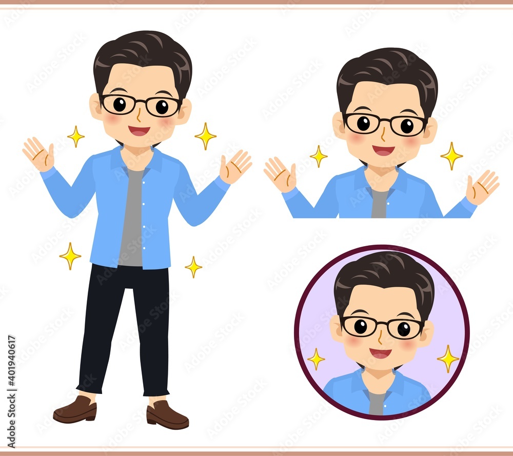 Young man with glasses dressed in blue Young man with glasses dressed in blue