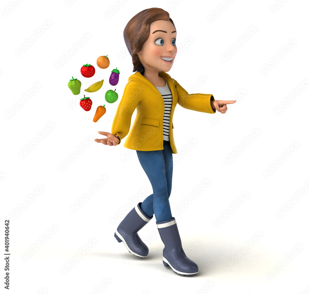 Fun 3D illustration of a cartoon teenage girl Fun 3D illustration of a cartoon teenage girl