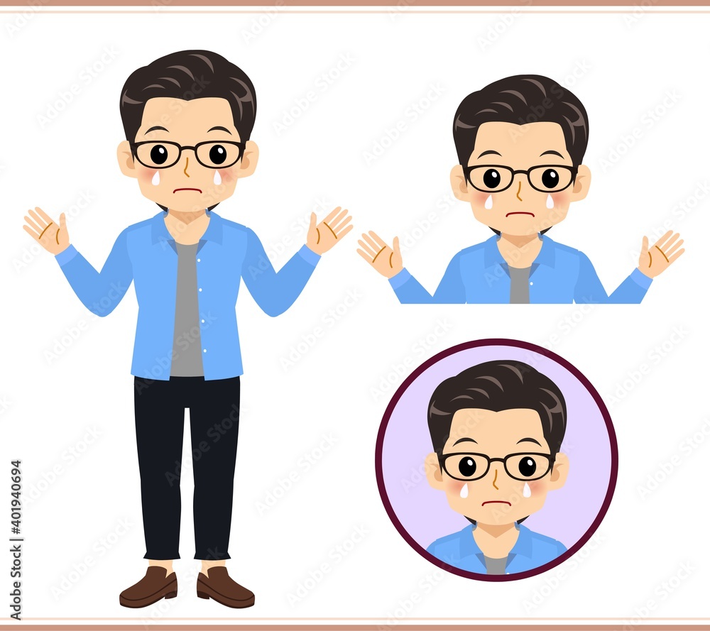 Young man with glasses dressed in blue Young man with glasses dressed in blue