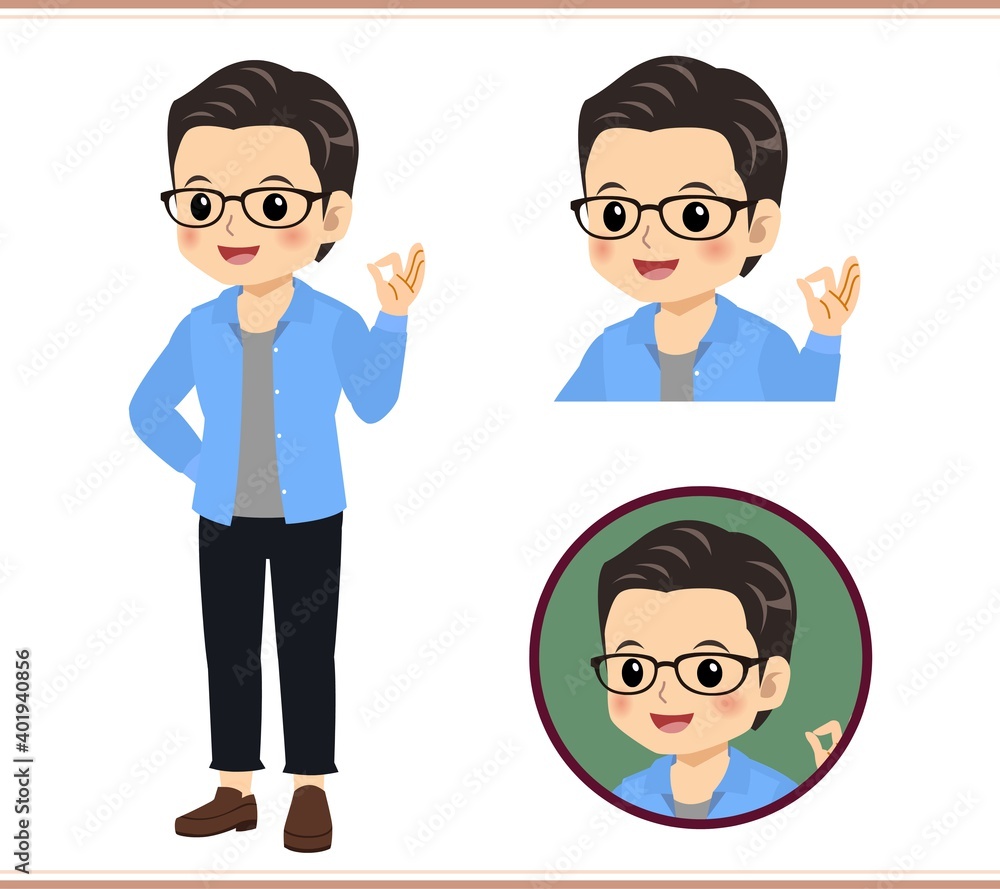 Young man with glasses dressed in blue Young man with glasses dressed in blue