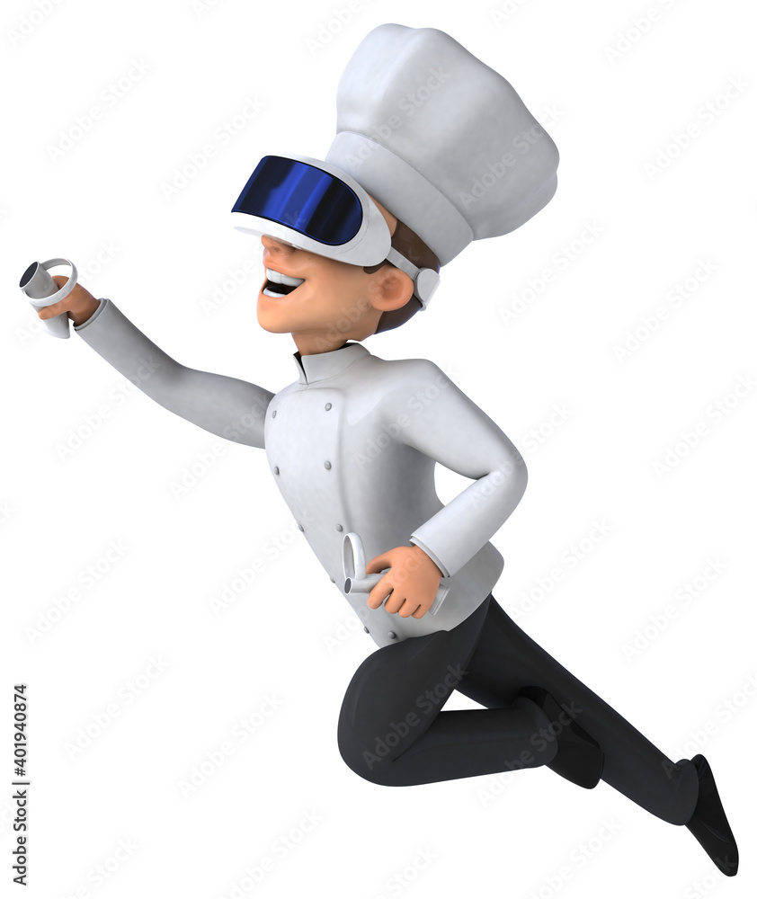 Fun 3D Illustration of a chef with a VR Helmet Fun 3D Illustration of a chef with a VR Helmet