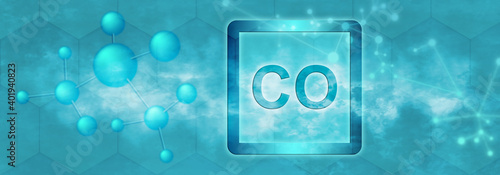 CO symbol. Carbon monoxide molecule