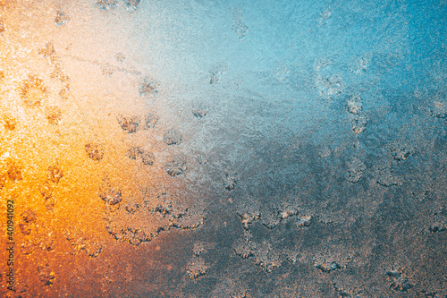 Fototapeta Naklejka Na Ścianę i Meble -  Ice patterns on winter glass, natural background