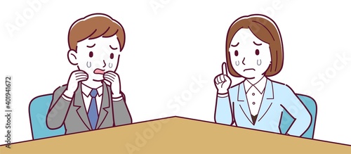 Male and female employees having a meeting