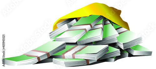 Bundles of money without specifying the currency. Suitable for financial institutions, job advertisements and business. The vector file allows you to increase the size without losing quality.
