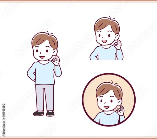 Boy in blue long sleeves