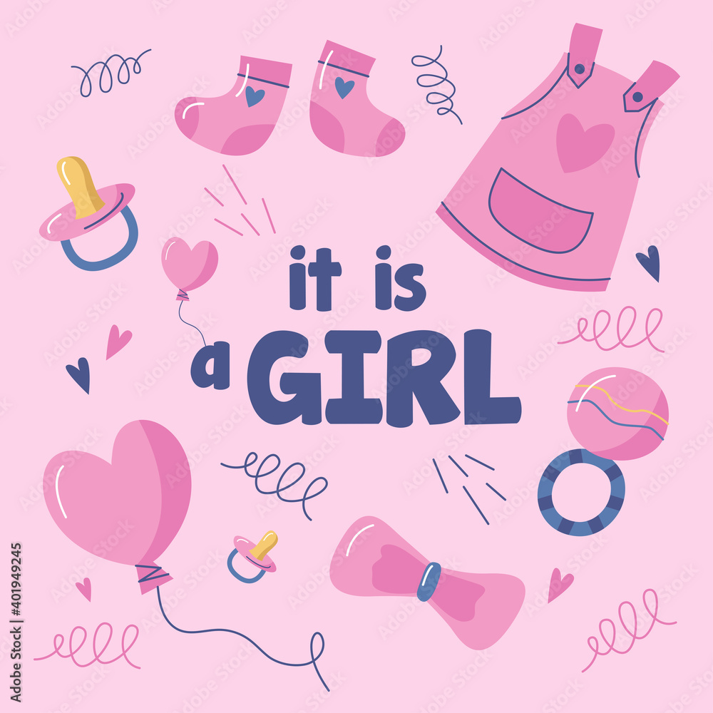 Obraz premium baby girl girl shower vector illustration